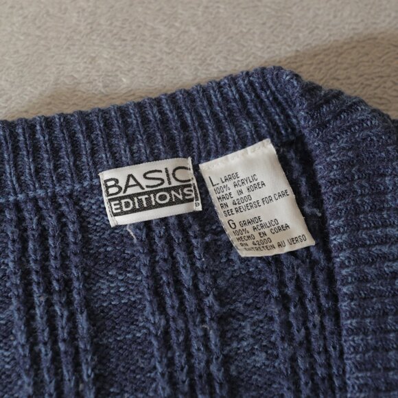Basic Editions Blue Acrylic Cardigan (L) - Picture 8 of 10